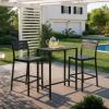 imageOutvita Outdoor Bar Table 37quot Height Patio Pub Table with Waterproof Frame and Adjustable Foot for Hot Tub Patio Backyard Balcony Hallway Bistro Rectangle Black40 W  No wheel