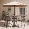 imageOutvita Outdoor Bar Table Cast Aluminum Patio Bar Table with Umbrella Hole 41quot Height Round Bistro Table Tall Dining Table315x315x42inch