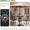 imageOutvita Outdoor Bar Table Cast Aluminum Patio Bar Table with Umbrella Hole 41quot Height Round Bistro Table Tall Dining Table32x32x41inch
