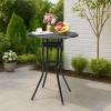 imageOutvita Outdoor Bar Table Cast Aluminum Patio Bar Table with Umbrella Hole 41quot Height Round Bistro Table Tall Dining Table32x32x41inch