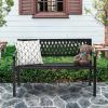 imageOutvita Outdoor Bench 47quot Metal Garden Bench Patio Park Furniture with Plastic Backrest PowderCoated Chair Yard Entryway Deck Porch BlackBlack