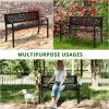 imageOutvita Outdoor Bench 47quot Metal Garden Bench Patio Park Furniture with Plastic Backrest PowderCoated Chair Yard Entryway Deck Porch BlackBlack
