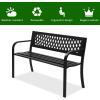imageOutvita Outdoor Bench 47quot Metal Garden Bench Patio Park Furniture with Plastic Backrest PowderCoated Chair Yard Entryway Deck Porch BlackBlack