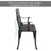 imageOutvita Outdoor Cast Aluminium Bench 38quot Weather Resistant Patio Bench with Orchid Pattern for Front Porch Backyard LawnOrchidblack