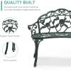 imageOutvita Outdoor Cast Aluminium Bench 38quot Weather Resistant Patio Bench with Orchid Pattern for Front Porch Backyard LawnRosegreen