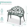 imageOutvita Outdoor Cast Aluminium Bench 38quot Weather Resistant Patio Bench with Orchid Pattern for Front Porch Backyard LawnRosegreen