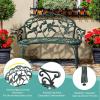 imageOutvita Outdoor Cast Aluminium Bench 38quot Weather Resistant Patio Bench with Orchid Pattern for Front Porch Backyard LawnRosegreen