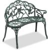 imageOutvita Outdoor Cast Aluminium Bench 38quot Weather Resistant Patio Bench with Orchid Pattern for Front Porch Backyard LawnRosegreen