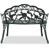 imageOutvita Outdoor Cast Aluminium Bench 38quot Weather Resistant Patio Bench with Orchid Pattern for Front Porch Backyard LawnRosegreen