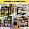 imageOutvita Outdoor Grill Cart Movable Food Prep and Work Cart Table Pizza Oven Stand Table with Wheels Indoor ampamp Outdoor Multifunctiona BBQ Cart with Mesh Racks for Home Party CampingBlack