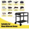 imageOutvita Outdoor Grill Cart Movable Food Prep and Work Cart Table Pizza Oven Stand Table with Wheels Indoor ampamp Outdoor Multifunctiona BBQ Cart with Mesh Racks for Home Party CampingBlack