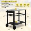imageOutvita Outdoor Grill Cart Movable Food Prep and Work Cart Table Pizza Oven Stand Table with Wheels Indoor ampamp Outdoor Multifunctiona BBQ Cart with Mesh Racks for Home Party CampingSilver
