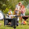 imageOutvita Outdoor Grill Cart Movable Food Prep and Work Cart Table Pizza Oven Stand Table with Wheels Indoor ampamp Outdoor Multifunctiona BBQ Cart with Mesh Racks for Home Party CampingSilver With Storage Box
