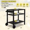 imageOutvita Outdoor Grill Cart Movable Food Prep and Work Cart Table Pizza Oven Stand Table with Wheels Indoor ampamp Outdoor Multifunctiona BBQ Cart with Mesh Racks for Home Party CampingBlack