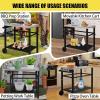 imageOutvita Outdoor Grill Cart Movable Food Prep and Work Cart Table Pizza Oven Stand Table with Wheels Indoor ampamp Outdoor Multifunctiona BBQ Cart with Mesh Racks for Home Party CampingSilver