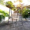 imageOutvita Outdoor Hammock Chair Stand Heavy Duty AFrame Metal Swing Stand with PowderCoated Finish and 2 Haning Holes for Yard Porch Paito Inside RoomBlack