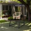 imageOutvita Outdoor Hammock Chair Stand Heavy Duty AFrame Metal Swing Stand with PowderCoated Finish and 2 Haning Holes for Yard Porch Paito Inside RoomBlack