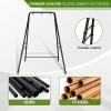 imageOutvita Outdoor Hammock Chair Stand Heavy Duty AFrame Metal Swing Stand with PowderCoated Finish and 2 Haning Holes for Yard Porch Paito Inside RoomBlack