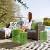 imageOutvita Outdoor Nesting Tables Set of 3 Heavy Duty Metal Frame Accent Modern End Table Portable Side Table for Indoor Outdoor Living Room Clover Pattern  BlueGreen
