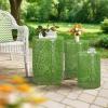 imageOutvita Outdoor Nesting Tables Set of 3 Heavy Duty Metal Frame Accent Modern End Table Portable Side Table for Indoor Outdoor Living Room Clover Pattern  BlueGreen