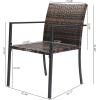 imageOutvita Outdoor Patio Dining Chairs Set of 2 Stackable Steel Frame AllWeather Wicker Armchairs with Handrail Exposed Armrest Next to Kitchen Deck GardenBrown