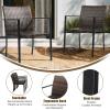imageOutvita Outdoor Patio Dining Chairs Set of 2 Stackable Steel Frame AllWeather Wicker Armchairs with Handrail Exposed Armrest Next to Kitchen Deck GardenBrown