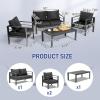 imageOutvita Outdoor Patio Furniture Set 4 Pieces Aluminum Patio Conversation Sets Modern Patio Sofa Loveseat Set with Coffee Table and 5 Inch Cushion for Patio Balcony Yard Gray 4pcs Set