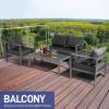 imageOutvita Outdoor Patio Furniture Set 4 Pieces Aluminum Patio Conversation Sets Modern Patio Sofa Loveseat Set with Coffee Table and 5 Inch Cushion for Patio Balcony Yard Gray 4pcs Set
