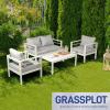 imageOutvita Outdoor Patio Furniture Set 4 Pieces Aluminum Patio Conversation Sets Modern Patio Sofa Loveseat Set with Coffee Table and 5 Inch Cushion for Patio Balcony Yard White 4pcs Set