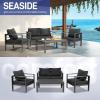 imageOutvita Outdoor Patio Furniture Set 4 Pieces Aluminum Patio Conversation Sets Modern Patio Sofa Loveseat Set with Coffee Table and 5 Inch Cushion for Patio Balcony Yard Gray 4pcs Set