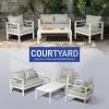 imageOutvita Outdoor Patio Furniture Set 4 Pieces Aluminum Patio Conversation Sets Modern Patio Sofa Loveseat Set with Coffee Table and 5 Inch Cushion for Patio Balcony Yard White 4pcs Set