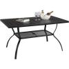 imageOutvita Outdoor Patio Table for 6 Person Black Rectangular Metal Frame Patio Classic Dining Table with 165quot Adjustable Umbrella Hole for Garden Lawn Backyard Deck 60quot L x 35quot W x 29quot H