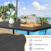 imageOutvita Outdoor Patio Table for 6 Person Black Rectangular Metal Frame Patio Classic Dining Table with 165quot Adjustable Umbrella Hole for Garden Lawn Backyard Deck 60quot L x 35quot W x 29quot H