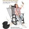 imageOutvita Outdoor Rocking Chair Set of 2 Solid Wood High Back Rocker All Weather Lounge Chair for Porch Patio Fire Pit Garden Backyard Deck Indoor Black
