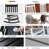 imageOutvita Outdoor Rocking Chair Solid Wood High Back Rocker All Weather Lounge Chair for Porch Patio Fire Pit Garden Backyard Deck Indoor WhiteBlack