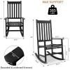 imageOutvita Outdoor Rocking Chair Solid Wood High Back Rocker All Weather Lounge Chair for Porch Patio Fire Pit Garden Backyard Deck Indoor WhiteBlack
