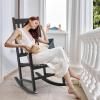 imageOutvita Outdoor Rocking Chair Solid Wood High Back Rocker All Weather Lounge Chair for Porch Patio Fire Pit Garden Backyard Deck Indoor WhiteBlack