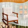 imageOutvita Outdoor Rocking Chair Solid Wood High Back Rocker All Weather Lounge Chair for Porch Patio Fire Pit Garden Backyard Deck Indoor WhiteTeak Color