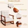 imageOutvita Outdoor Rocking Chair Solid Wood High Back Rocker All Weather Lounge Chair for Porch Patio Fire Pit Garden Backyard Deck Indoor WhiteTeak Color