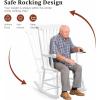 imageOutvita Outdoor Rocking Chair Solid Wooden Frame High Back Rocker All Weather Lounge Chair for Indoor Garden Patio Balcony Backyard Porch Rocker 1 White