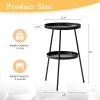 imageOutvita Outdoor Round Side Table Small Metal End Table Black Coffee Table for Patio Lawn Garden Living Room Bedroom Sturdy Double Layer