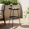 imageOutvita Outdoor Round Side Table Small Metal End Table Black Coffee Table for Patio Lawn Garden Living Room Bedroom Sturdy Double Layer