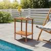 imageOutvita Outdoor Side Table Acacia Wooden End Table Small Coffee Table for Patio Balcony Garden Living Room Bedroom SturdySmooth Tabletop 2 Tiers