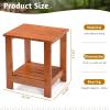 imageOutvita Outdoor Side Table Acacia Wooden End Table Small Coffee Table for Patio Balcony Garden Living Room Bedroom SturdyStriped Tabletop 2 Tiers