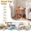 imageOutvita Outdoor Side Table Acacia Wooden End Table Small Coffee Table for Patio Balcony Garden Living Room Bedroom SturdyStriped Tabletop Cross Legs