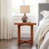 imageOutvita Outdoor Side Table Acacia Wooden End Table Small Coffee Table for Patio Balcony Garden Living Room Bedroom SturdyStriped Tabletop Cross Legs
