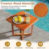 imageOutvita Outdoor Side Table Acacia Wooden End Table Small Coffee Table for Patio Balcony Garden Living Room Bedroom SturdyStriped Tabletop Cross Legs