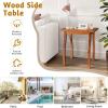 imageOutvita Outdoor Side Table Acacia Wooden End Table Small Coffee Table for Patio Balcony Garden Living Room Bedroom SturdyStriped Tabletop Curved Legs