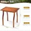 imageOutvita Outdoor Side Table Acacia Wooden End Table Small Coffee Table for Patio Balcony Garden Living Room Bedroom SturdyStriped Tabletop Curved Legs