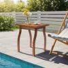 imageOutvita Outdoor Side Table Acacia Wooden End Table Small Coffee Table for Patio Balcony Garden Living Room Bedroom SturdyStriped Tabletop Curved Legs